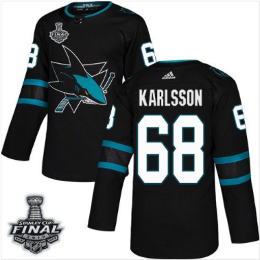 Sharks #68 Melker Karlsson Schwarz 2019 Stanley Cup Final Stitched